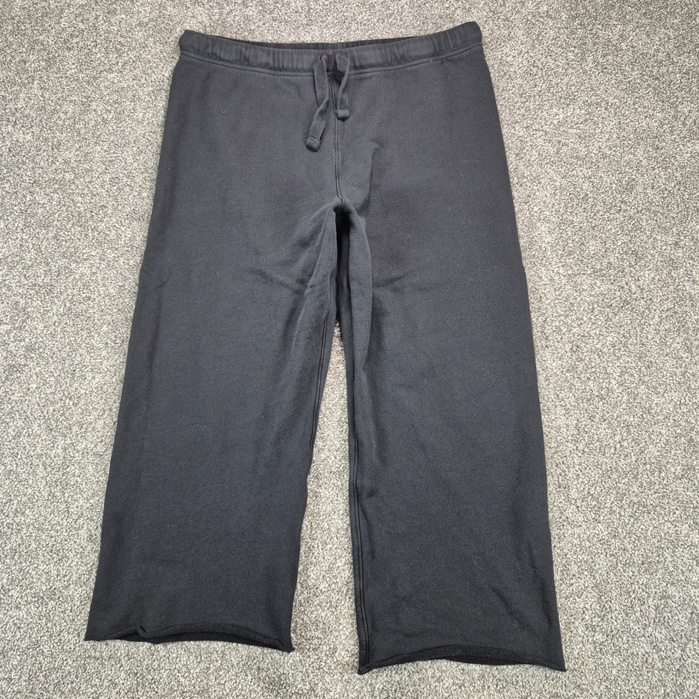 Frank & Eileen Catherine Favorite Sweatpant Womens Large Black Wide Leg Crop